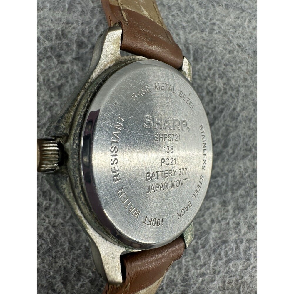 SHARP SHP5721 Silver Tone Brown Leather Band AS - Picture 6 of 11